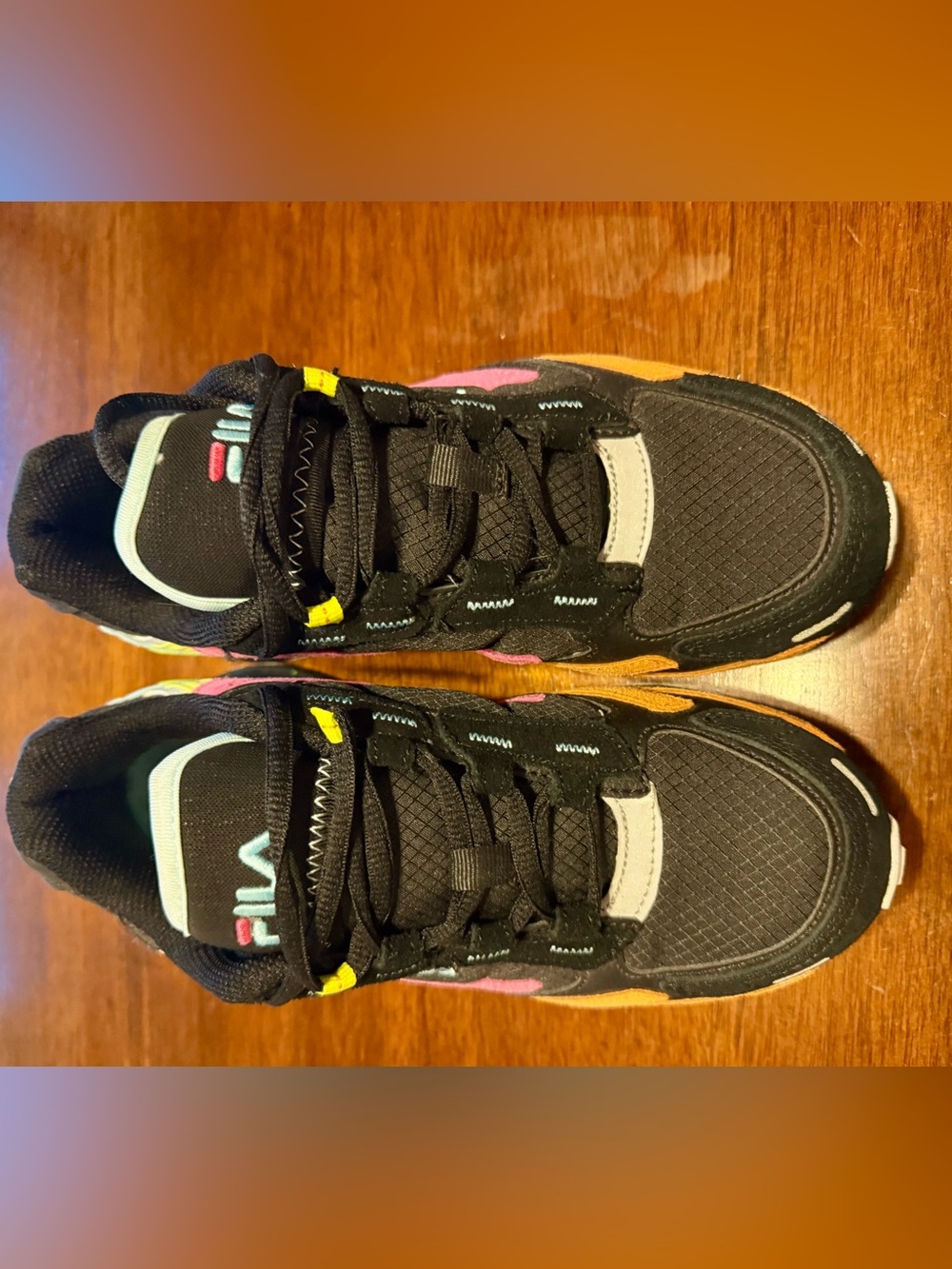 Fila women's Black Sneakers with Pink and Yellow Accents